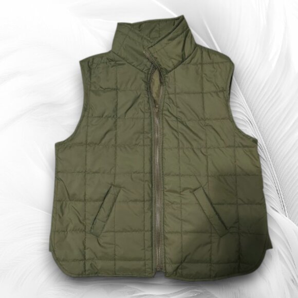 New - Olive Green Quilted Sleeveless Vest Size: L - Picture 3 of 8